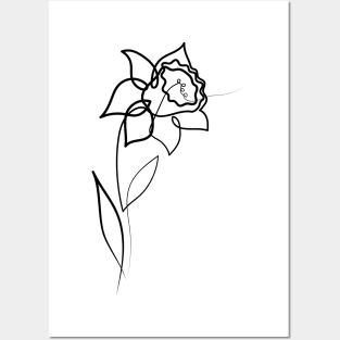 Daffodil Flower Minimal art | One Line Drawing | One Line Art Posters and Art